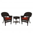 Espresso Wicker Chair And End Table Set With Chair Cushion