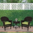 Espresso Wicker Chair And End Table Set With Sage Green Chair Cushion