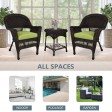 Espresso Wicker Chair And End Table Set With Sage Green Chair Cushion