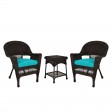 Espresso Wicker Chair And End Table Set With Chair Cushion