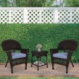 Espresso Wicker Chair And End Table Set With Steel Blue Chair Cushion