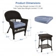 Espresso Wicker Chair And End Table Set With Steel Blue Chair Cushion