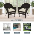 Espresso Wicker Chair With Ivory Cushion - Set of 2