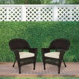 Espresso Wicker Chair With Ivory Cushion - Set of 2