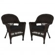 Espresso Wicker Chair With Black Cushion - Set of 2