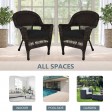 Espresso Wicker Chair With Black Cushion - Set of 2
