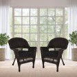 Espresso Wicker Chair With Black Cushion - Set of 2