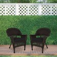 Espresso Wicker Chair With Black Cushion - Set of 2