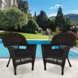 Espresso Wicker Chair With Black Cushion - Set of 2