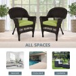 Espresso Wicker Chair With Sage Green Cushion - Set of 2
