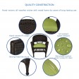 Espresso Wicker Chair With Sage Green Cushion - Set of 2