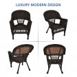 Espresso Wicker Chair With Sage Green Cushion - Set of 2