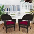 Espresso Wicker Chair With Red Cushion - Set of 2