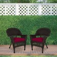 Espresso Wicker Chair With Red Cushion - Set of 2