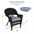 Espresso Wicker Chair With Steel Blue Cushion - Set of 2