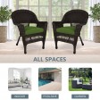 Espresso Wicker Chair With Hunter Green Cushion - Set of 2