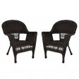 Espresso Wicker Chair Without Cushion - Set of 2