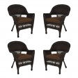 Espresso Wicker Chair With Brown Cushion - Set of 4