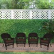 Espresso Wicker Chair With Brown Cushion - Set of 4