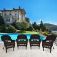 Espresso Wicker Chair With Brown Cushion - Set of 4