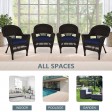 Espresso Wicker Chair With Midnight Blue Cushion - Set of 4