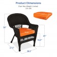 Espresso Wicker Chair With Orange Cushion - Set of 4