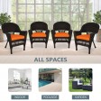 Espresso Wicker Chair With Orange Cushion - Set of 4
