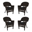 Espresso Wicker Chair With Black Cushion - Set of 4