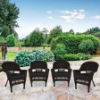 Espresso Wicker Chair With Black Cushion - Set of 4