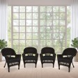 Espresso Wicker Chair With Black Cushion - Set of 4
