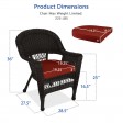 Espresso Wicker Chair With Brick Red Cushion - Set of 4
