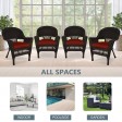 Espresso Wicker Chair With Brick Red Cushion - Set of 4