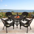 5pc Espresso Wicker Dining Set - Ivory Cushions