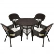 5pc Espresso Wicker Dining Set With Cushions