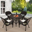5pc Espresso Wicker Dining Set - Ivory Cushions