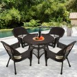 5pc Espresso Wicker Dining Set - Ivory Cushions