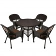 5pc Espresso Wicker Dining Set - Brown Cushions