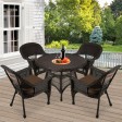 5pc Espresso Wicker Dining Set - Brown Cushions