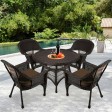 5pc Espresso Wicker Dining Set - Brown Cushions