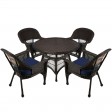 5pc Espresso Wicker Dining Set With Cushions