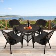 5pc Espresso Wicker Dining Set - Black Cushions