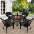 5pc Espresso Wicker Dining Set - Black Cushions