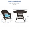5pc Espresso Wicker Dining Set - Sky Blue Cushions