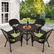 5pc Espresso Wicker Dining Set - Sage Green Cushions