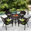 5pc Espresso Wicker Dining Set - Sage Green Cushions