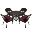 5pc Espresso Wicker Dining Set With Cushions