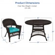 5pc Espresso Wicker Dining Set - Turquoise Cushions