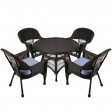5pc Espresso Wicker Dining Set With Cushions