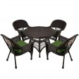 5pc Espresso Wicker Dining Set With Cushions