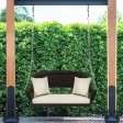 Espresso Resin Wicker Porch Swing with Ivory Cushion